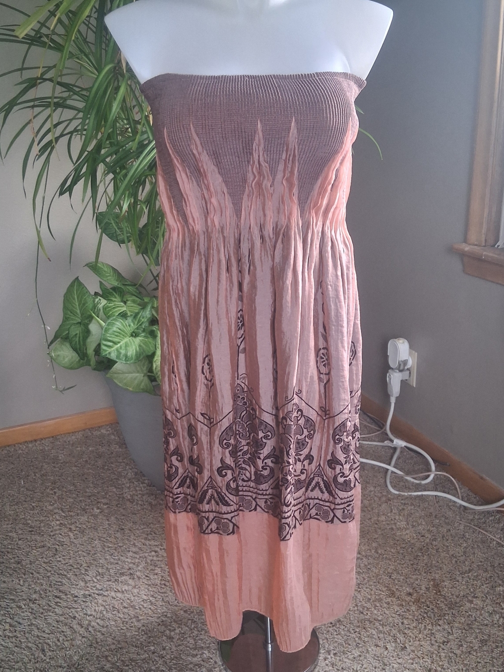 Lapis Y2K Boho Midi Dress Woodland Fairycore Grunge Festival Indie Rose Gold OS
